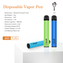 Disposable Vape Smoking Electronic Cigarettes Airflow Vapers For Smoking  600puffs New Design OEM Logo Custom
